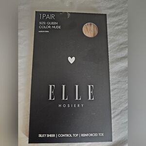 Elle Hosiery  Nude,Silky Sheer Control Top,Reinforced Toe,  Queen, 100% Nylon